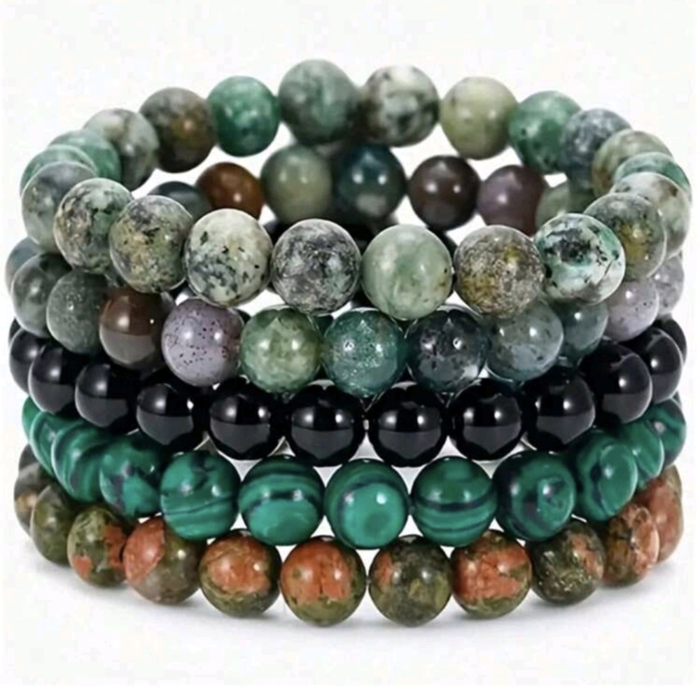 Natural Stone Bracelet Set Bohemian 70s Style Bracelets Jewelry Gift Idea Gifts - Picture 11 of 12